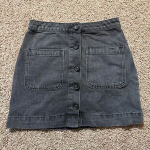 free people black denim high-rise mini skirt boho coastal